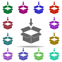 Poster - Open box and down arrow icon. Elements of Logistic in multi color style icons. Simple icon for websites, web design, mobile app, info graphics