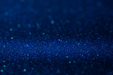 Abstract Dark Vivid Navy Blue Sparkling Glitter Wall And Floor Perspective Background Studio With Blur Bokeh.luxury Holiday Backdrop Mock Up For Display Of Product.holiday Festive Greeting Card.