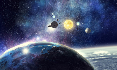 space planets and nebula