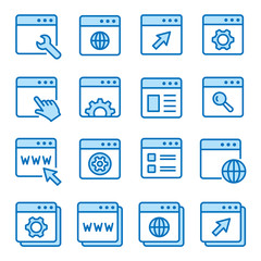 Poster - browser flat line icon set. vector illustration. editable stroke.