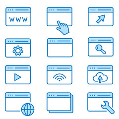 Poster - browser flat line icon set. vector illustration. editable stroke.