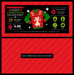 Canvas Print - Christmas invitation card. Ugly sweater party