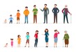 People generations of different ages. Man woman baby, kids teenagers, young adult elderly persons. Human age vector concept. Process development generatio male and female illustration