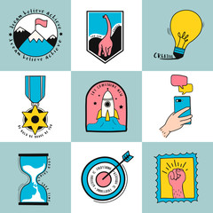 Wall Mural - Hand drawn set of idea and business symbols illustration