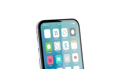 Blank white app icon on phone screen mockup