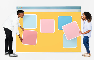 Wall Mural - people with web template icons