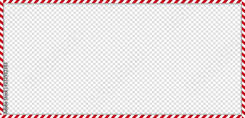 Fotomural rectangle candy cane frame with red and white striped lollipop pattern on transparent background