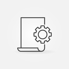 Poster - Document settings line icon - vector Document with Cog sign