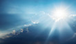 © Tryfonov - Panoramic view of clouds and sun with beautiful rays against the sky.
