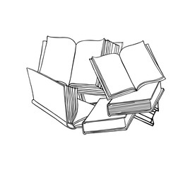 Wall Mural - Open book. Linear icon with books. Hand drawn vector illustration.