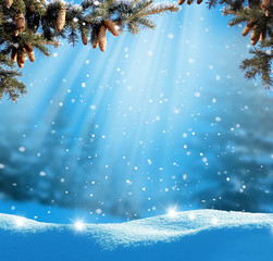Wall Mural - beautiful winter landscape with snow covered trees.christmas background
