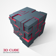 Wall Mural - Design element. 3d cube with extruded polygons. Vector illustration.