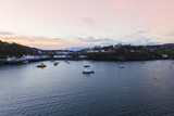 Fototapeta Boho - Sunset aerial view of Portree Harbour, Isle of Skye, Scotland 