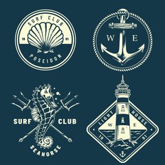 Poster - Monochrome nautical logos collection