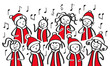 Weihnachtschor, Sternsinger, Chor, weihnachtliche Gesangsgruppe, lustige Strichfiguren singen Weihnachtslieder