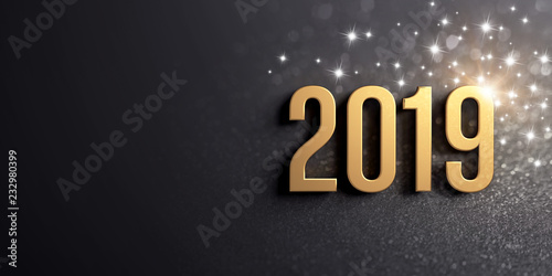 Fotografia, Obraz New Year gold date 2019 for Greeting card