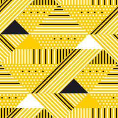Wall Mural - Yellow and black geometric modern seamless pattern