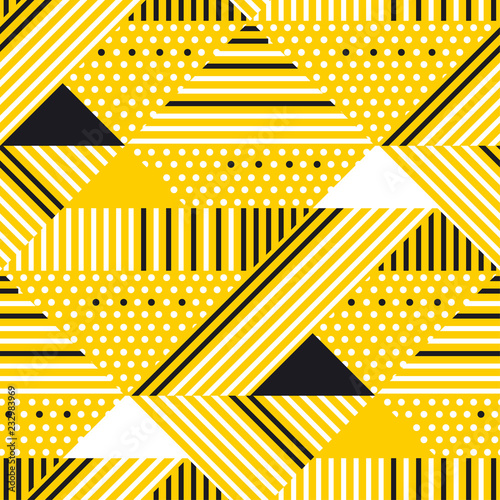 Yellow and black geometric modern seamless pattern