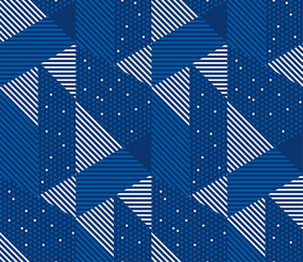 Wall Mural - blue and white simple geometric seamless pattern