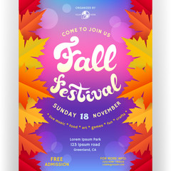 Wall Mural - Fall festival poster design template.