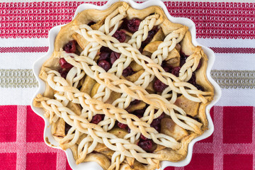 Wall Mural - Fresh baked cranberry apple pie for holiday.