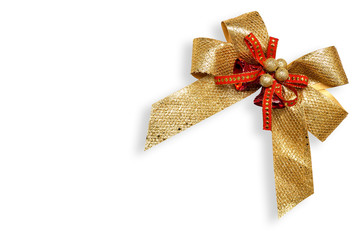 gold gift bow isolated on white