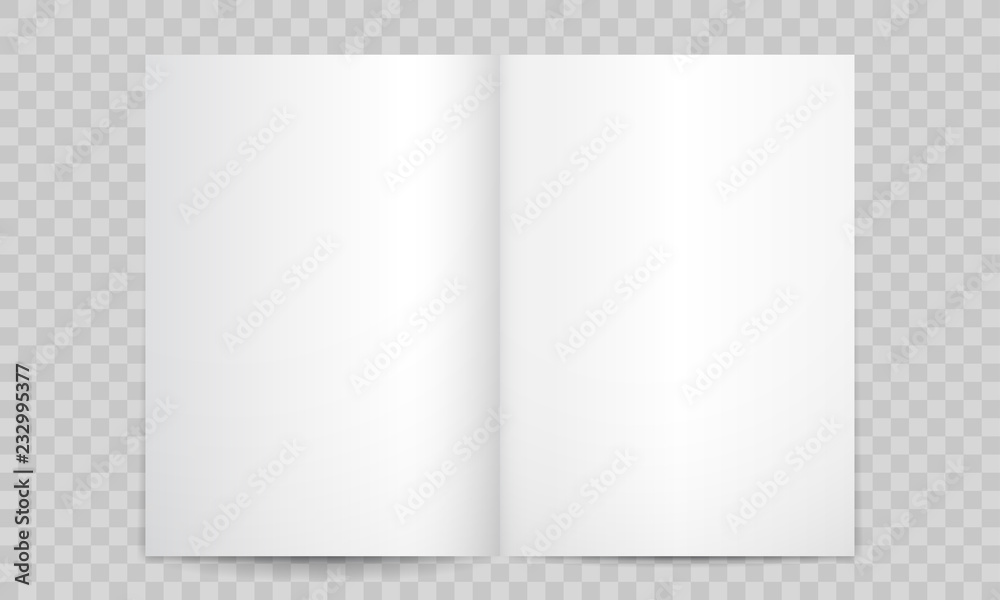 Book or magazine open blank pages. Vector isolated 3D vertical catalog brochure or A4 booklet mockup with empty pages - obrazy, fototapety, plakaty 