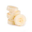 © Aleksei - Stack pile of banana slices isolated on the white background