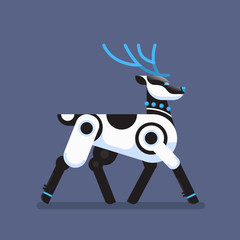 robot reindeer artificial intelligence concept deer cartoon animal flat vector illustration