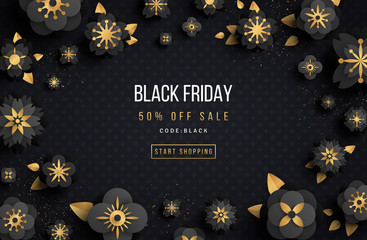 Wall Mural - Black Friday Sale with Flowers