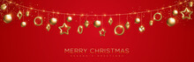 Christmas Banner With Gold Baubles