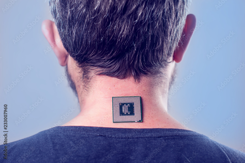 Bionic chip (processor) implant in male human body - future technology ...