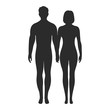 © elena3567 - silhouette of a man and a woman holding hands on a white background