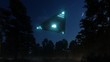 © kolbass - 3D triangular ufo hung in the sky in the evening