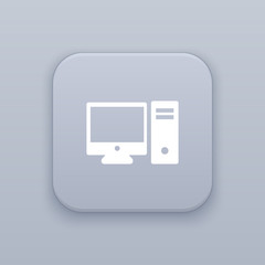 Poster - Computer, computing gray vector button with white icon