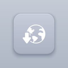 Poster - Global, download gray vector button with white icon