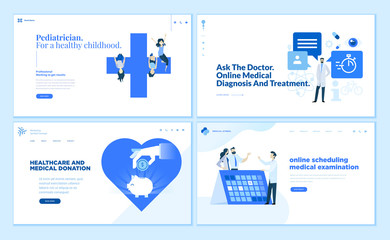 Wall Mural - web page design templates collection of pediatrician, online medical diagnosis and treatment, medica
