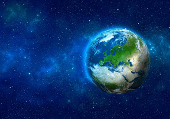 Wall Mural - planet earth in space. europe, part of africa and asia. elements of this image furnished by nasa. 3d