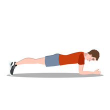 Man Doing Plank Exercise For ABS. Fitness Workout