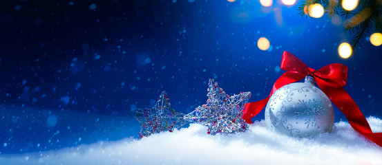 Wall Mural - blue christmas greeting card background or season holidays banner