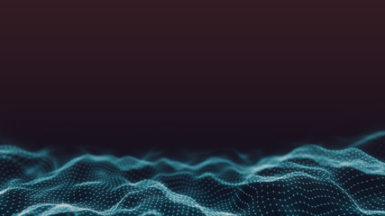 Poster - Abstract 3d technology and science neon visualization. Blockchain and cryptocurrency. Digital wallpaper. Business concept. Big data and artificial intelligence. Rendering computer virtual reality
