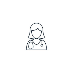 Doctor nurse icon outline, Vector isolated line illustration