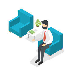 Aufkleber - Businessman sitting in the armchair and waiting