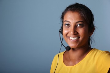 Woman with a headset