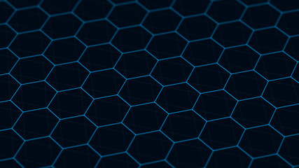 Poster - Abstract technology background. Futuristic hexagon background. Big data visualization. 3D rendering.