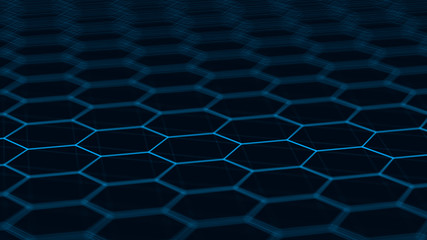 Poster - Abstract technology background. Futuristic hexagon background. Big data visualization. 3D rendering.