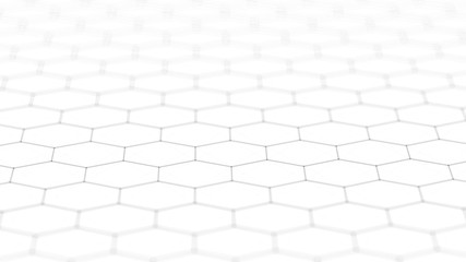 Poster - Abstract white futuristic background. Background with hexagons. Connecting dots and lines on white background. 4k rendering.