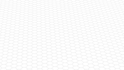 Fototapete - Abstract white futuristic background. Background with hexagons. Connecting dots and lines on white background. 4k rendering.