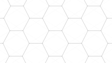 Poster - Abstract white futuristic background. Background with hexagons. Connecting dots and lines on white background. 4k rendering.