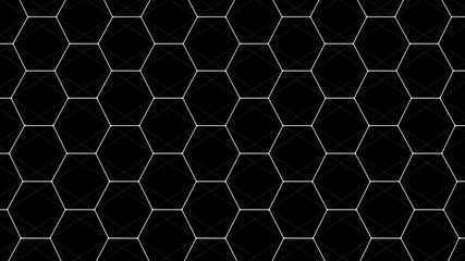 Poster - Abstract black futuristic background. Background with hexagons. Connecting dots and lines on white background. 4k rendering.